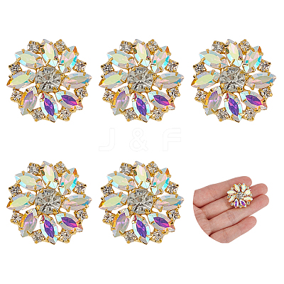 6Pcs Alloy Rhinestone 1-Hole Shank Buttons BUTT-FG0001-42C-1