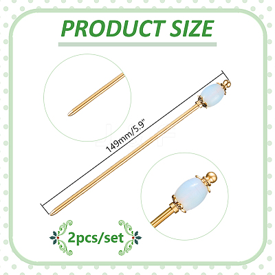 2Pcs Brass Hair Sticks OHAR-WR00003-1