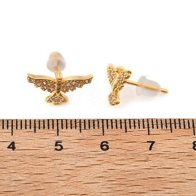 Eagle Brass Micro Pave Clear Cubic Zirconia Stud Earrings EJEW-B131-06G-1