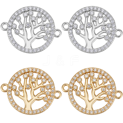 12Pcs 2 Colors Brass Micro Pave Cubic Zirconia Links ZIRC-BBC0003-36-1