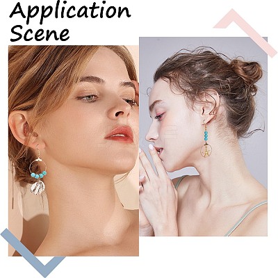 Ocean Theme Synthetic Turquoise & Natural Shell Dangle Earrings DIY Making Kit DIY-SC0025-79-1