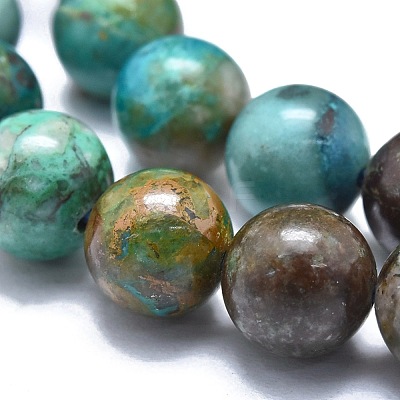 Natural Chrysocolla and Lapis Lazuli Beads Strands G-M353-A03-9mm-1