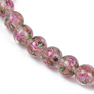 Handmade Glod Sand Lampwork Beads Strands LAMP-B028-03A-10mm-1