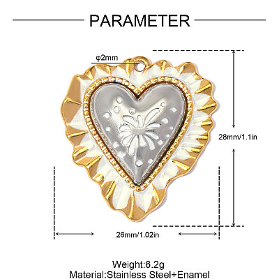 304 Stainless Steel with Enamel Pendants SA-OY003-44G-01-1