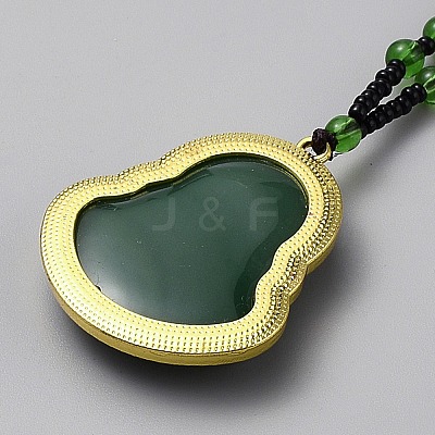 Alloy Glass Buddha Pendant Glass Beaded Necklaces NJEW-WH0020-82-1