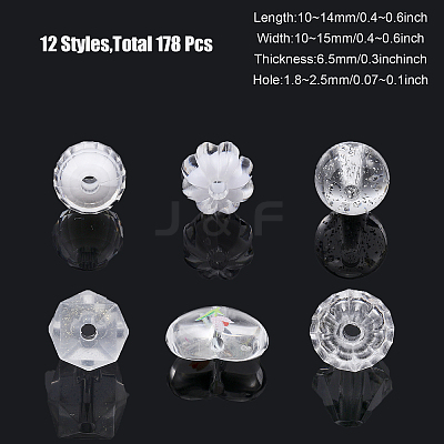 178Pcs 12 Style Transparent Acrylic Beads TACR-CA0001-19-1