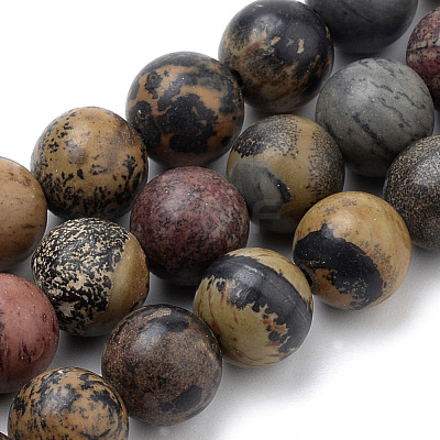 Natural Dendritic Jasper Beads Strands X-G-S259-10-8mm-1
