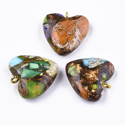 Assembled Bronzite and Imperial Jasper Pendants G-T111-04I-1