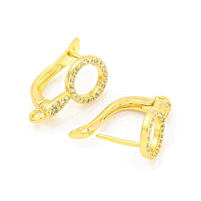 Brass Micro Pave Cubic Zirconia Hoop Earrings Finding KK-K382-02G-1