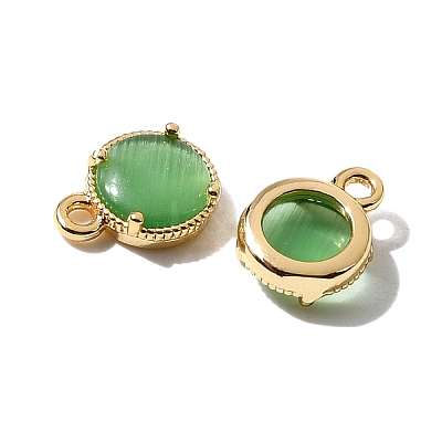 Flat Round Brass Charms KK-D024-03A-G-1