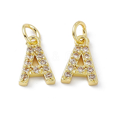 Real 18K Gold Plated Brass Micro Pave Clear Cubic Zirconia Charms KK-E068-VB452-A-1