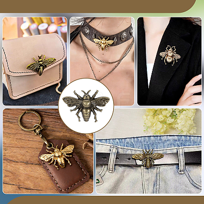 20Pcs Zinc Alloy Bees Decorative Rivets FIND-PH0062-14AB-1
