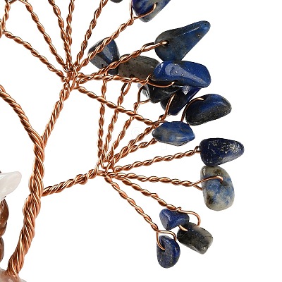 Natural Lapis Lazuli Chips Tree of Life Decorations DJEW-A017-01K-1