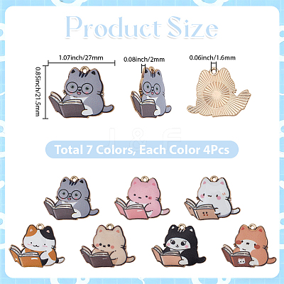 28Pcs 7 Colors Zinc Alloy Enamel Pendants FIND-BM0001-02-1