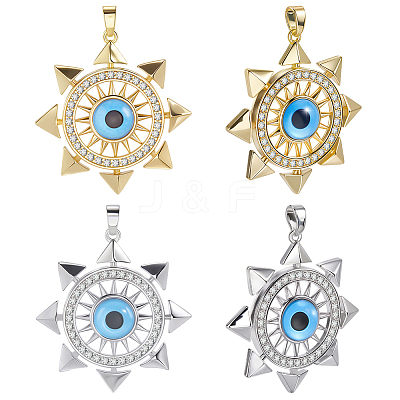 8Pcs 2 Colors Brass Micro Pave Cubic Zirconia Pendants KK-BBC0019-54-1