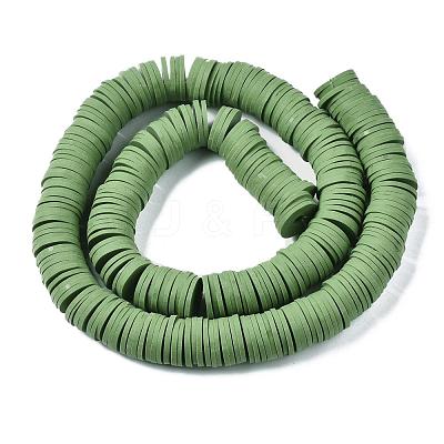 Flat Round Handmade Polymer Clay Beads CLAY-R067-12mm-43-1