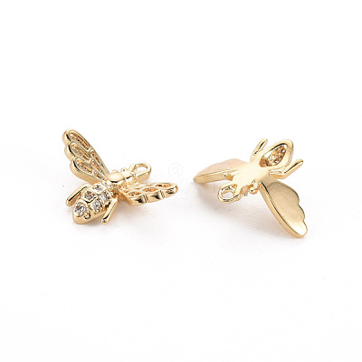 Brass Micro Pave Clear Cubic Zirconia Charms KK-S356-476-NF-1