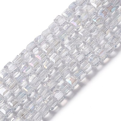 Electroplate Glass Beads Strands EGLA-D018-8x8mm-01-1