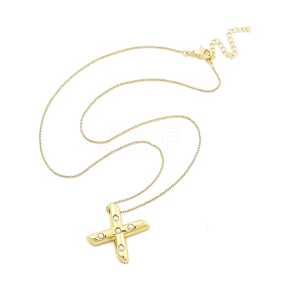 Brass & Plastic Pearl Letter Pendant Box Chain Necklaces for Women NJEW-U017-01G-24-1