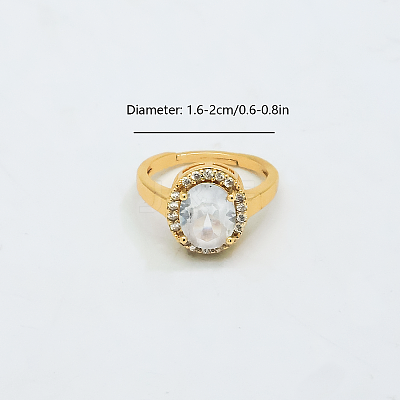 Brass Micro Pave Cubic Zirconia Cuff Open Rings for Women YE6141-1-1