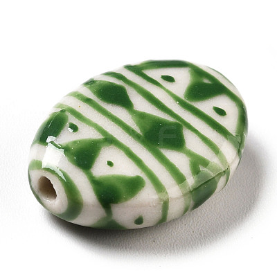 Handmade Printed Porcelain Beads PORC-F005-01B-1