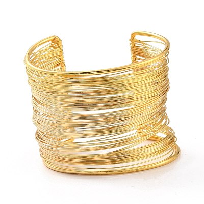 Wide Wire Upper Arm Cuff Band AJEW-G033-04G-1