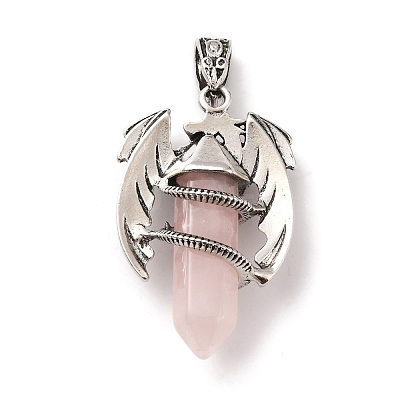 Natural Rose Quartz Pointed Pendants G-B042-04P-53-1