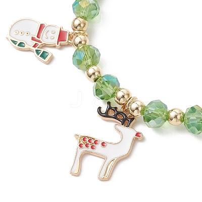 3Pcs 3 Colors Christmas Alloy Enamel Charm Bracelets BJEW-JB12077-1