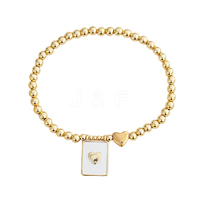 Rectangle with Heart 304 Stainless Steel Charm Bracelets UF8156-4-1