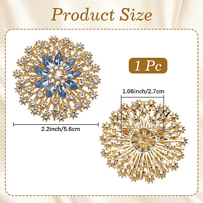 Flower Alloy Rhinestone Brooches for Backpack Clothes JEWB-WH20011-02C-1
