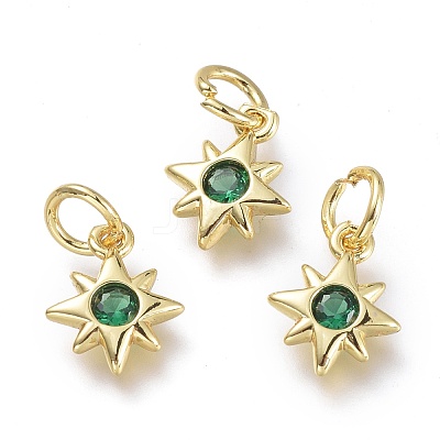 Brass Micro Pave Cubic Zirconia Pendants KK-P188-H01-G-1