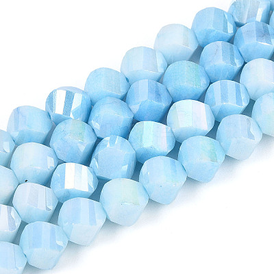 Anti-Tarnish Electroplate Glass Beads Strands GLAA-T025-8mm-14B-1