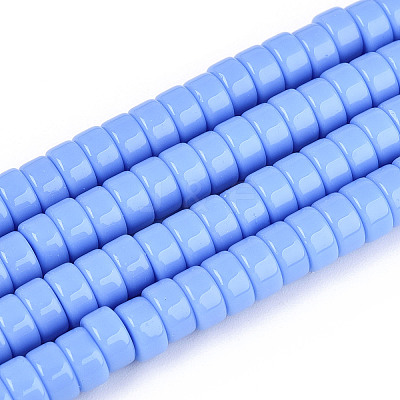 Opaque Solid Color Glass Beads Strands GLAA-N026-3x6mm-08-1