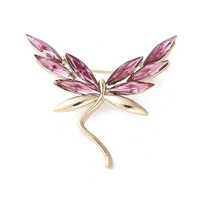 Dragonfly Alloy Rhinestone Brooches for Backpack Clothes JEWB-M067-05A-G-1