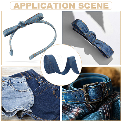 Synthetic Cotton Denim Ribbons for Bow Making SRIB-WH0011-270E-1