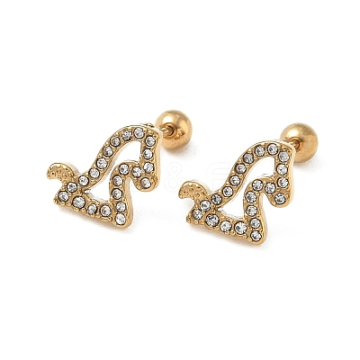304 Stainless Steel Crystal Rhinestone Animal Cartilage Earrings SA-CBA1F7E-01G-06-1