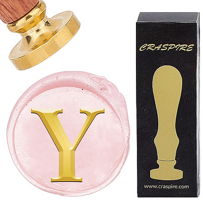 Brass Wax Seal Stamp with Wood Handle AJEW-WH0412-0320-1