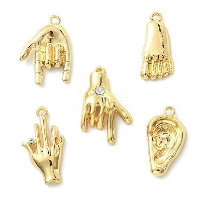 30Pcs 5 Styles Alloy Rhinestone Pendants FIND-CJ0002-42-1