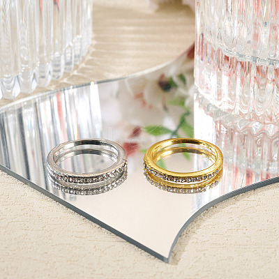 2Pcs 2 Colors Alloy with Crystal Rhinestone Finger Rings RJEW-TADJ0001-01B-1