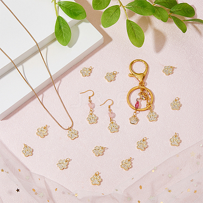 12Pcs Rack Plating Brass Micro Pave Cubic Zirconia Charms ZIRC-HS0001-14-1