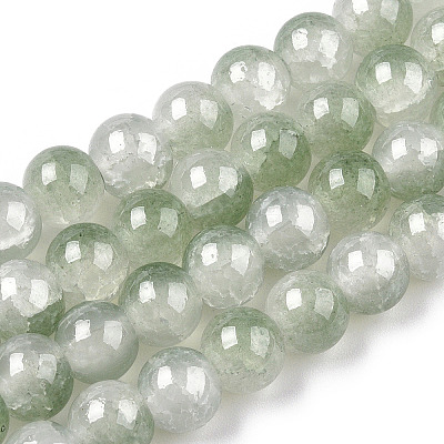 Crackle Baking Paint Imitation Jade Glass Beads Strands DGLA-T003-10mm-06-1