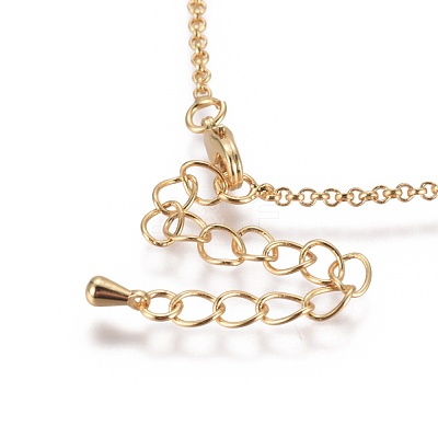 Brass Rolo Chain Necklaces Making MAK-L025-04G-1
