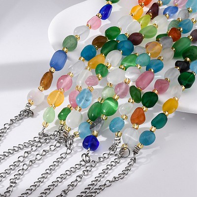 Cat Eye Beaded Bracelets for Women G-P563-07P-21-1
