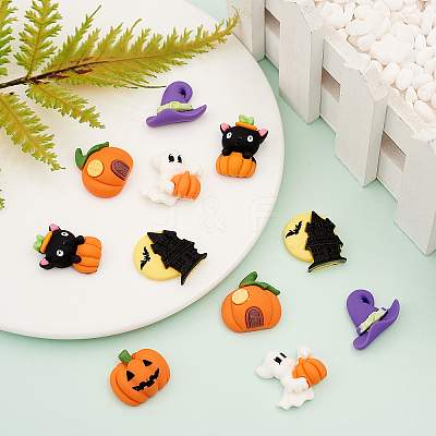 30Pcs 6 Style Resin Cabochons Halloween Theme RESI-CJ0001-194-1