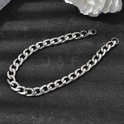 201 Stainless Steel Curb Chain Bracelets for Men STAS-T077-22B-01P-1