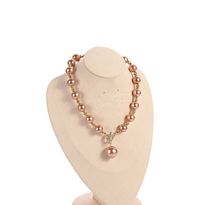 Plastic Imitation Pearl Round Beaded Pendant Necklaces & Dangle Earrings & Bracelets Sets for Women WG180C3-01-1