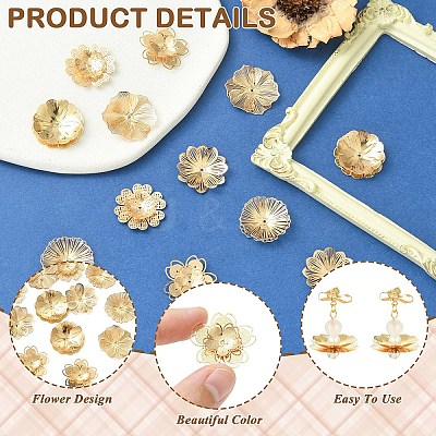 12Pcs 6 Styles Brass Bead Caps KK-YW0004-72-1