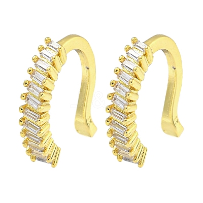 Brass Micro Pave Cubic Zirconia Cuff Earrings EJEW-C104-043G-1