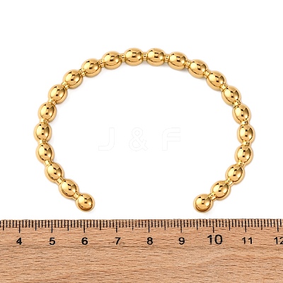 304 Stainless Steel Beads Cuff Bangles for Women BJEW-G749-18G-1