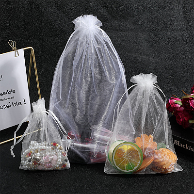 100Pcs 3 Styles Large Organza Pouches Portable Shoes Bag Travel Storage Drawstring Bags OP-SP0001-05-1